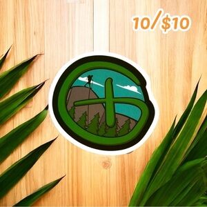 10 / $10 - Geocaching Symbol Sticker with Hiker & Mountain Scene - Hiking